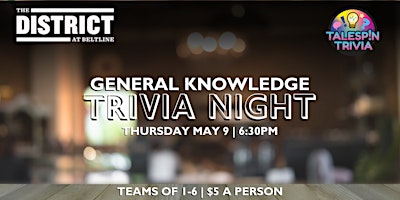 Trivia Night at the District Beltline - General Knowledge primary image