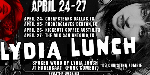 Primaire afbeelding van Lydia Lunch w/ JT Habersaat - A Night of Spoken Word & Punk Comedy + Music