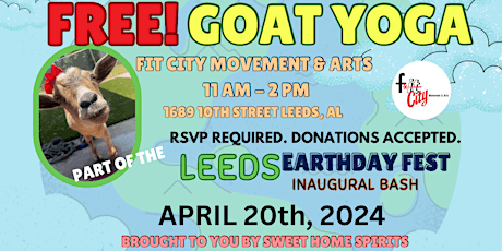 1:15 PM Leeds Earthday Fest GOAT YOGA at Fit CIty Movement & Arts