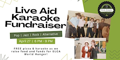 Imagem principal do evento Live Aid Karaoke Fundraiser for ELCA World Hunger