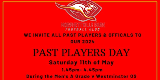 2024 Morphettville Park Football Club Past Players Day primary image