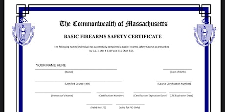 MASSACHUSETTS FIREARMS SAFETY COURSE