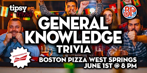 Imagem principal do evento Calgary: Boston Pizza West Springs - General Knowledge Trivia - Jun 1, 8pm