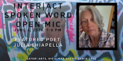 Primaire afbeelding van Inter|Act Spoken Word Open Mic with Featured Poet Julia Chiapella