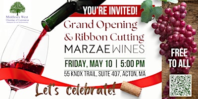 Image principale de Grand Opening and Ribbon Cutting Celebration - Marzae Wines