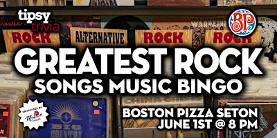 Imagen principal de Calgary: Boston Pizza Seton - Greatest Rock Music Bingo - June 1, 8pm