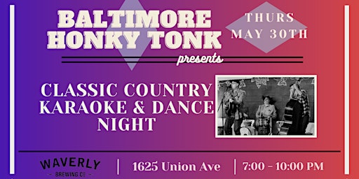 Imagem principal do evento Classic Country Karaoke & Dance Night presented by Baltimore Honky Tonk