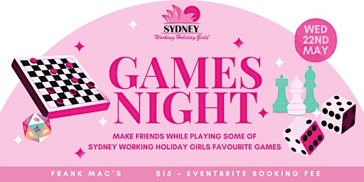 Hauptbild für Games Night with Sydney Working Holiday Girls | Wednesday 22nd May