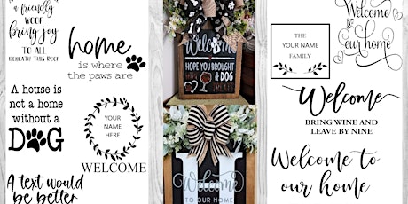 Stencil Signs with Bow and Greenery