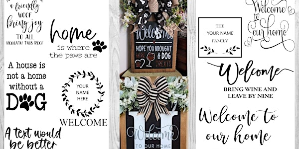 Stencil Signs with Bow and Greenery