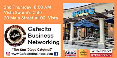 Cafecito Networking  Vista - 2nd Thursday August