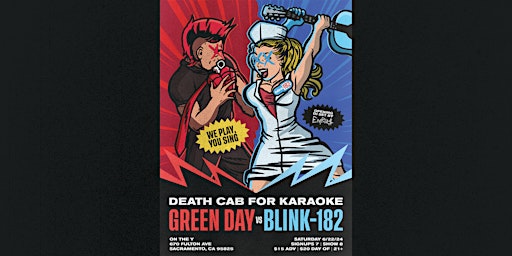Imagem principal do evento Death Cab For Karaoke - blink-182 vs Green Day Live Band Karaoke