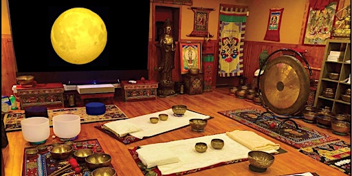Imagem principal do evento Full Moon Celebration Crystal Reiki Sound Bath Meditation + Sound Massage