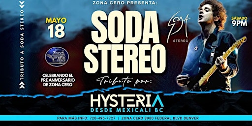 Imagem principal do evento Tributo a SODA STEREO por HYSTERIA desde Mexicali BC