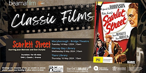 Image principale de Classic Film - Scarlet Street -  Brolga Theatre Maryborough
