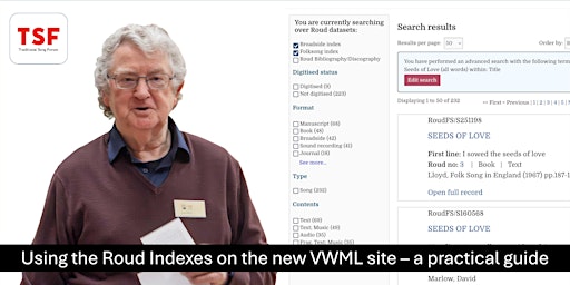 Imagen principal de Using the Roud Indexes on the new VWML Website