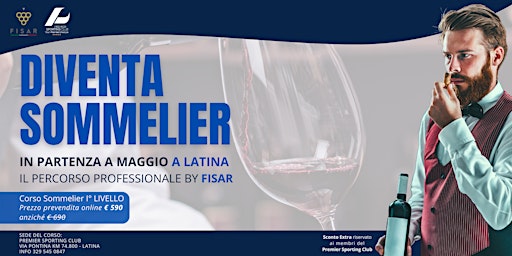 Imagem principal do evento Corso Sommelier FISAR I livello - Latina  (15 Maggio - 23 Ottobre 2024)