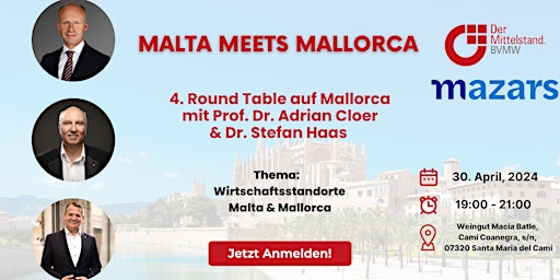 Imagen principal de Malta meets Mallorca - Round Table auf Mallorca