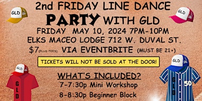 Primaire afbeelding van GLD's 2nd FRIDAY LINE DANCE PARTY - MAY 2024