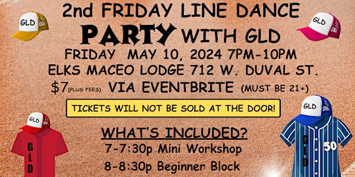 Hauptbild für GLD's 2nd FRIDAY LINE DANCE PARTY - MAY 2024