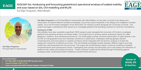 EAGE London:  GEOCAST-Go research project for wind farm foundations