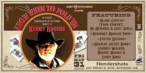Primaire afbeelding van Know When To Fold 'Em: An Allstar Athens Songwriter tribute to KENNY ROGERS