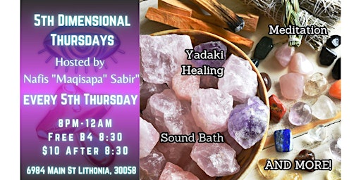 Imagem principal do evento 5th Dimensional Thursdays - Open Mic &  Sound Healing Circle