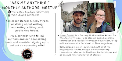 Primaire afbeelding van Ask Me Anything for Authors hosted by Jason Denzel + Kelly Virens