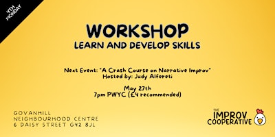 Imagem principal do evento A Crash Course on Narrative Improv: A Coop Workshop by Judy Alfereti