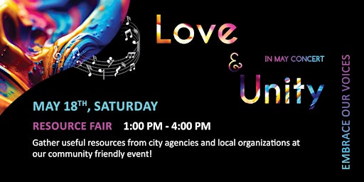 Imagem principal do evento 2024 "Love & Unity in May" - Resource Fair