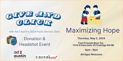 Imagem principal do evento Ad 2 Austin / Maximizing Hope: Donation & Headshot Event