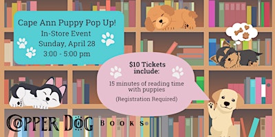 Imagem principal do evento Cape Ann Puppy Pop Up: Reading Time with Puppies!