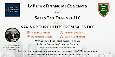 Imagem principal do evento Saving Your Clients From Sales Tax
