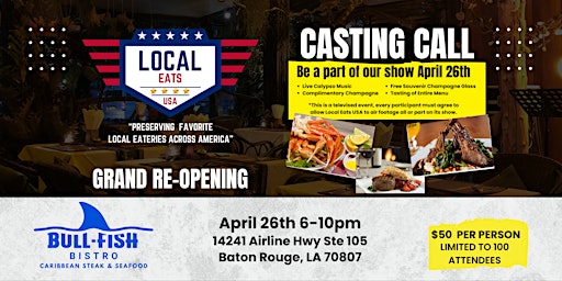 Be Part Of The Local Eats USA Reality TV Show primary image