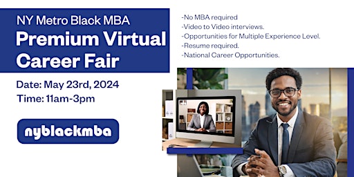 Premium Virtual Career Fair May 23rd, 2024| Corporate Career Opportunities