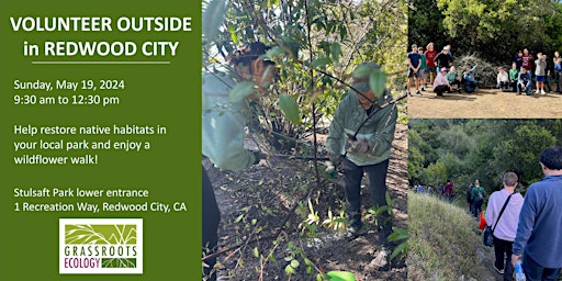 Volunteer in Redwood City: Community Habitat Restoration at Stulsaft Park  primärbild