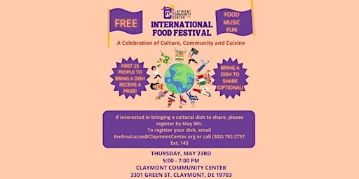 Imagem principal do evento Claymont Community Center's International Food Festival
