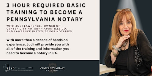 Imagem principal do evento 3 Hour Required Basic Training to Become a Pennsylvania Notary
