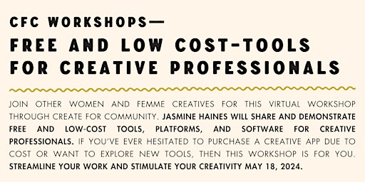 CFC Workshop: Free and Low-Cost Tools for Creative Professionals  primärbild
