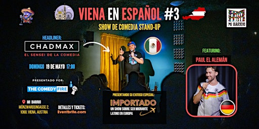 Imagem principal do evento Viena en Español #3 - Un show especial de comedia stand-up | con Chadmax