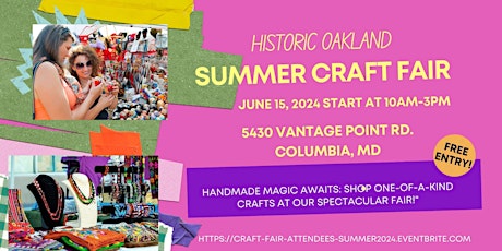 Historic Oakland 2024 Summer Craft Fair