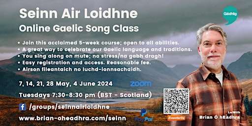 Imagem principal do evento Seinn Air Loidhne - Online Gaelic Song Classes - May/June 2024