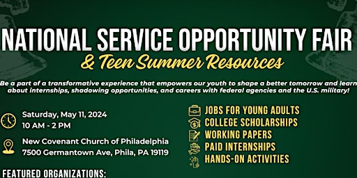 Primaire afbeelding van Congressman Evans National Service Opportunity Fair & Teen Summer Resources