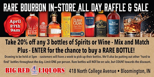 Primaire afbeelding van Rare Bourbon In-Store ALL DAY Raffle and Sale