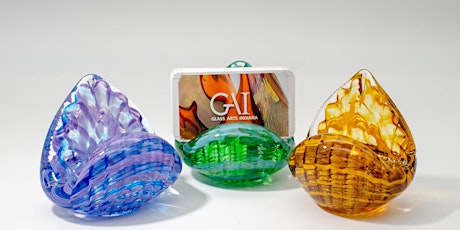 Business card holder paperweights! This hot glass creation works for you!