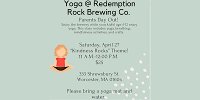 Imagem principal do evento Kindness Rocks Kids Yoga @ Redemption Rock Brewing
