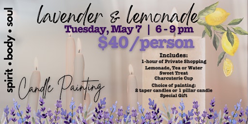 Imagem principal do evento Lavender & Lemonade: Candle Painting