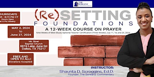 Primaire afbeelding van (Re)Setting Foundations: A 12-Week Course on Prayer IN-PERSON