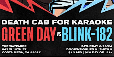 Imagem principal do evento Death Cab For Karaoke : Green Day Vs Blink 182