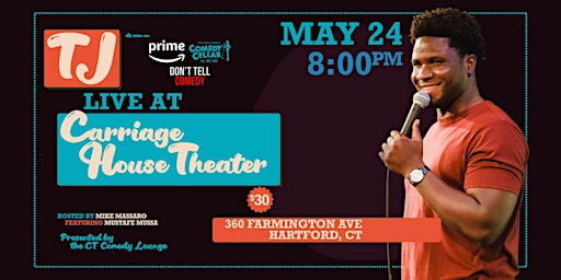 Imagem principal do evento TJ Live at The Carriage House Theater presented by The Comedy Lounge